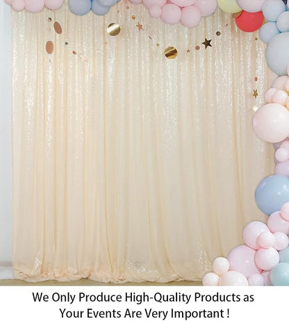 ShinyBeauty 8FT x 10FT Ivory Sequin Backdrop | Sparkle Fabric Drapes - Image 2