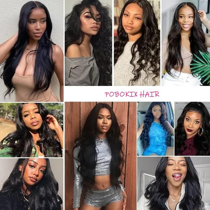 Body Wave Brazilian Clip in Hair Extensions Human Hair 8Pcs Remy Hair Extensions Clip ins for Black Women with 18Clips 120g (16inch, Natural Black)