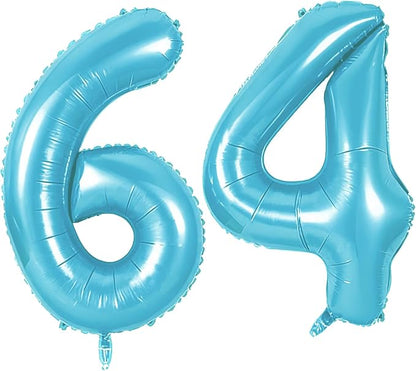 Number 64 Balloons for 64th Birthday Party Decorations, 0-100 Large No.64 by Joycard
