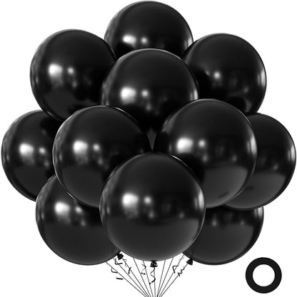 Black Balloons 18 Inch 24 Pack Matte Helium Latex Round Balloons by KALOR