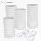 White Cotton Fabric Hair Ties, Soft Seamless Ponytail Scrunchies Elastic Bands for Women’s Braided Curly Thin Thick Hair No Damage Crease 1.5 Inch 100 pcs