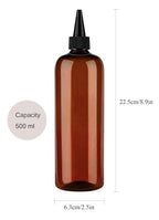 Amber Squeeze Hair Color Applicator Bottle 16 Ounce for Hair, PET Plastic Refillable With Twist Top Cap - 2 Pack, Brown