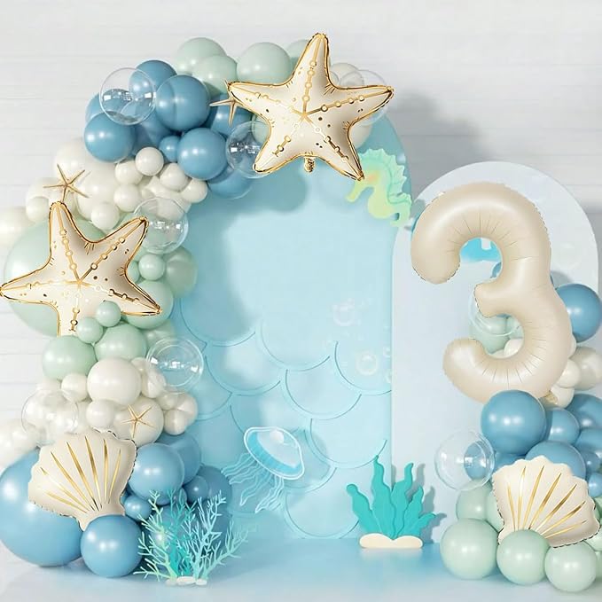 5 Pcs Starfish Seashell Balloons Set Under the Sea Party Decorations | 40 Inch - Image 3