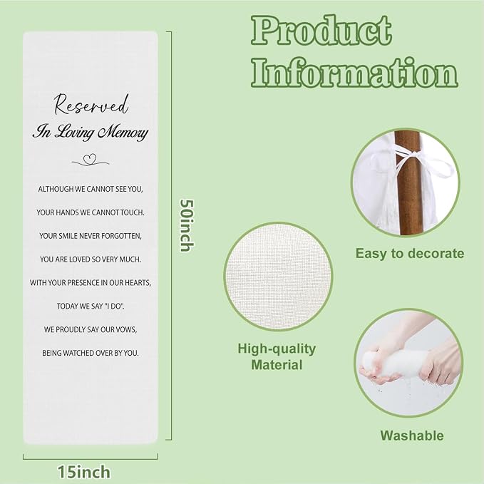 In Loving Memory Linen Wedding Chair Sign Decorations, Memorial Reserved Signs - Image 3