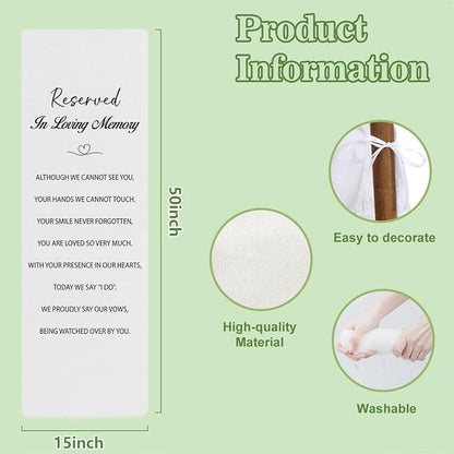In Loving Memory Linen Wedding Chair Sign Decorations, Memorial Reserved Signs - Image 3