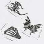 3 Pieces Large Metal Spider Net Bat Hand Hair Claw Clips for Women and Girls Thick Long Hair, Gothic Decor Skeleton Spooky Hair Styling Accessories for Halloween Christmas Gifts