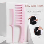 Wide Tooth Comb for Women Curls Styling, Pink Large Hair Comb for Wet or Dry Use in Shower, Blow Drying, Travel - Hurt-Free Brushing on All Hair Types, 1 Pack