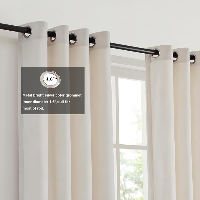 BULBUL Color Block Window Curtains Panels 84 inches Long Cream Ivory Grey - Image 2