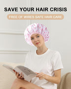 YIZIJIZI 2 Pieces Heat Cap for Deep Conditioning, Conditioning Cap Made of Aluminum Foil for Home and Salon Use, Hair Dyeing（Pink heart）