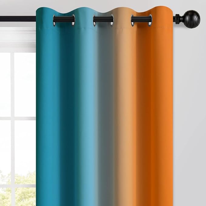 Yakamok Ombre Orange and Blue Curtains - Image 3