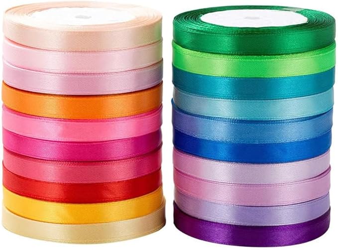LIUYAXI 500 Yard Fabric Ribbon Satin Ribbon Rolls Silk Satin Roll, 25 Yard/Rolls - Image 3