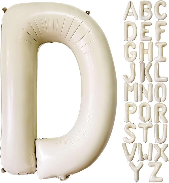 Cream White Letter D Balloons, 40 Inch Giant Letter Balloons D Foil Mylar by Lovoir