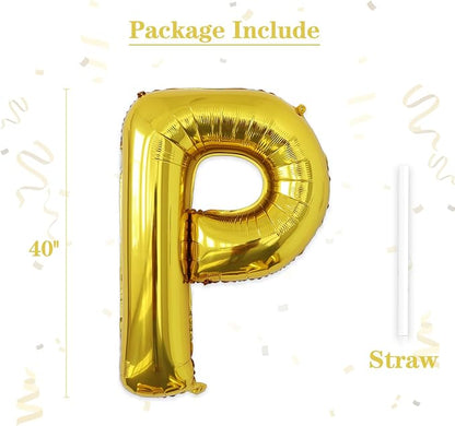 VHUWE 40 inch Gold Letter P Balloon, Big Size Alphabet Foil Mylar Helium - Image 2