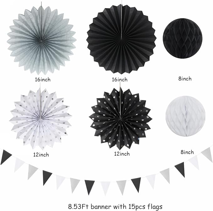Black White Silver Party Decorations - Image 3