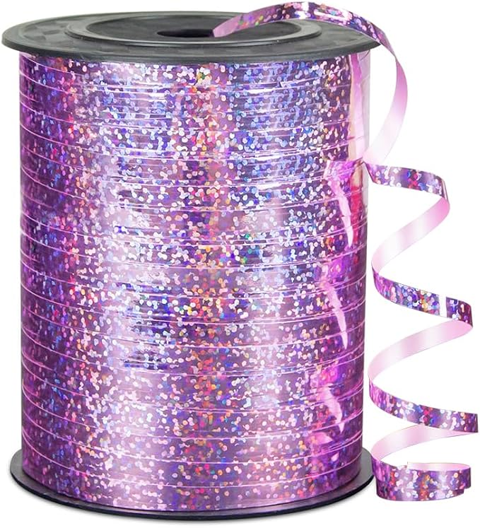 Premium Light Pink Shiny Curling Shiny Ribbon, 1/5" Wide x 500 Yards Christmas - Image 2