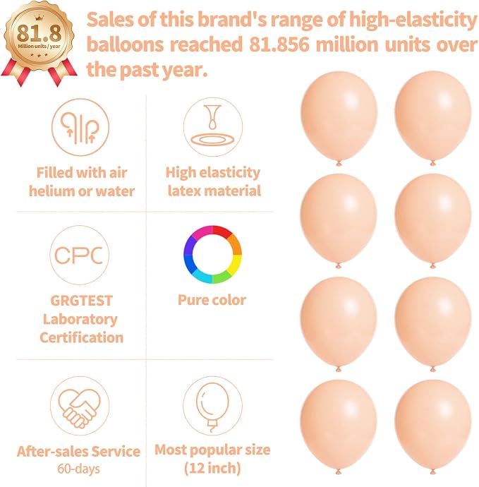 110pcs Pastel Orange Balloon 12 Inch, Pastel Orange Latex Balloons - Image 2