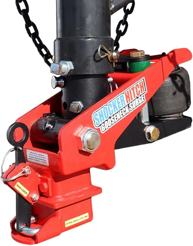 Shocker 30K Gooseneck Surge Air Hitch & Shift Lock Coupler for 2-5/16" Ball, Round Multi-Fit Stem
