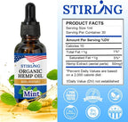 STIRLING Organic Hemp Oil - 600,000mg with Natural Mint Flavor for Enhanced Relaxation, Provides Relief and Optimal Health Support - GMO & Gluten-Free, THC-Free, Vegan, Loaded w/Omega 3 6 9 Goodness