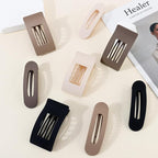 Velscrun Flat Hair Clips for Women Girls, 2 Styles 8 Pcs Lay Flat Claw Clips, Strong Hold French Duck Billed Large Side Hair Jaw Clip for All Hair Types, Fashion Trendy Hair Accessories Brown