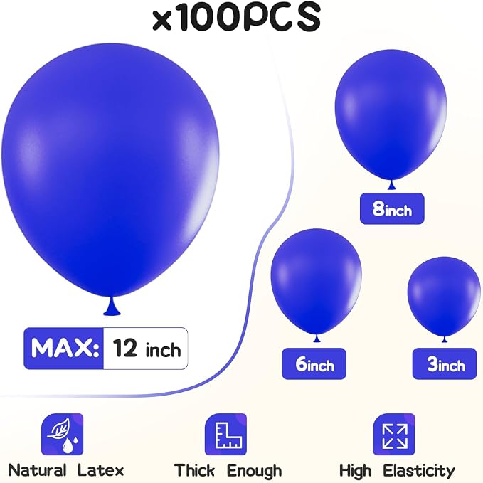 EMART Blue Balloons 12 Inch 100pcs, Latex Balloons - Image 2