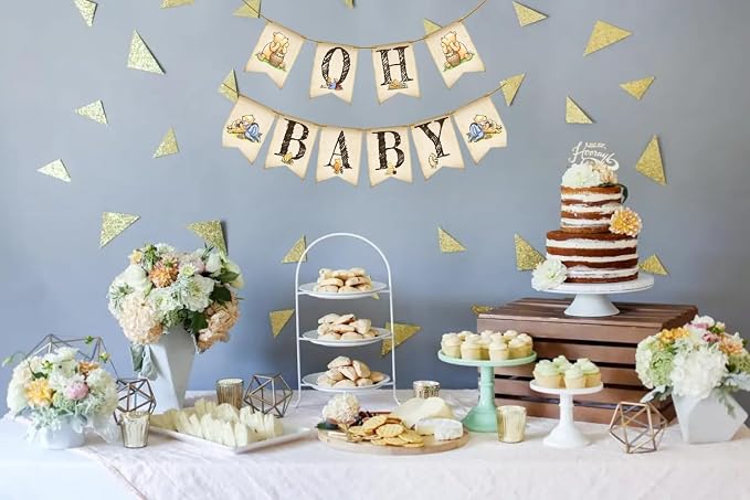 Classic Winnie Oh Baby Banner for Baby Shower Decorations Pooh First Birthday - Image 6