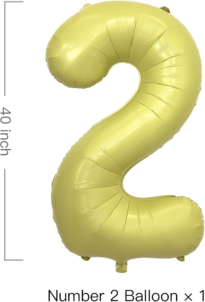 Pastel Yellow Number 2 Balloon 40 Inch Light Yellow Foil Number Balloons 2nd - Image 2