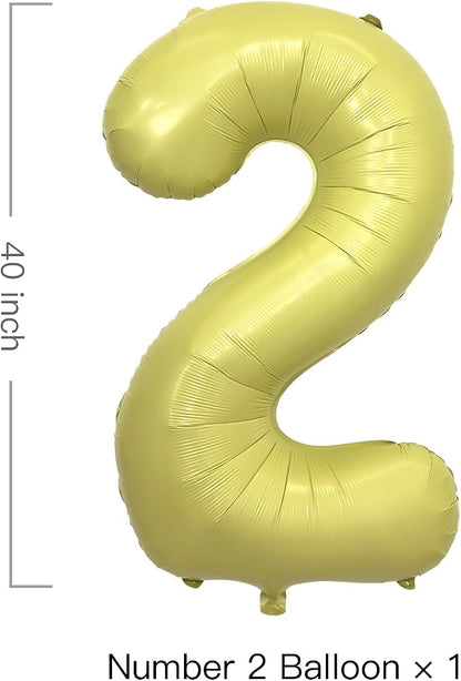Pastel Yellow Number 2 Balloon 40 Inch Light Yellow Foil Number Balloons 2nd - Image 2