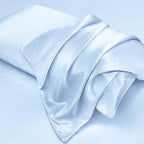 Aormenzy Satin Pillow Cases for Women Queen Size Set of 2, Baby Blue Satin Pillowcase for Hair with Envelope Closure Silky Pillow Covers Wrinkle, Fade Resistant (20x30 Inches)