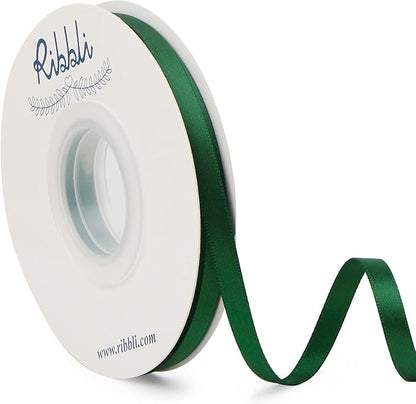 Ribbli Forest Green Double Faced Satin Ribbon, 1/4” x Continuous 25 Yards by Ribbli