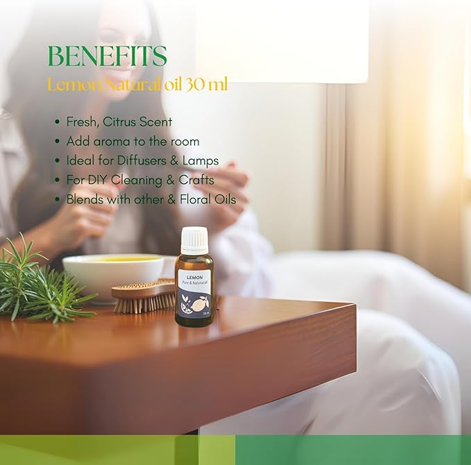Roots & Above Pure Natural Lemon Essential Oil 1.01 Fl Oz/30 ml Citrus Oils for Skin, Hair Care, Massage, Diffusers, Humidifiers, DIY Beauty, Home Candle Making & Self-Care