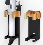 2 Pack Wall Mount Curling Iron Holder, Hair Curler Storage Organizer Stand, Hairdressing Hanging Rack for Flat Irons, Curling Wands, Hair Straighteners, Combs (Black Gold)
