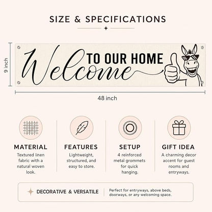 Welcome to Our Home Hanging Banner, Funny Farmhouse Porch Sign Decor - Image 6