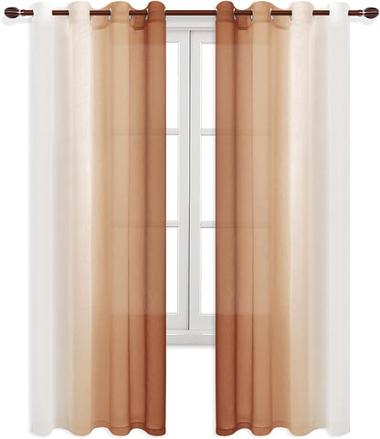 DWCN Fall Faux Linen Ombre Sheer Curtains - Image 8