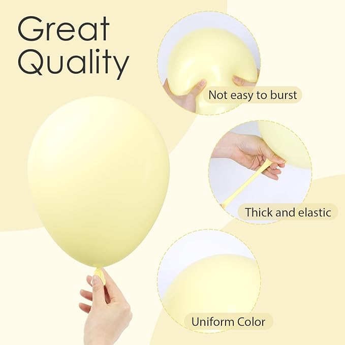 Awenztech 122pcs Pastel Yellow Balloons Different Sizes 18 12 10 5 inch Light - Image 3