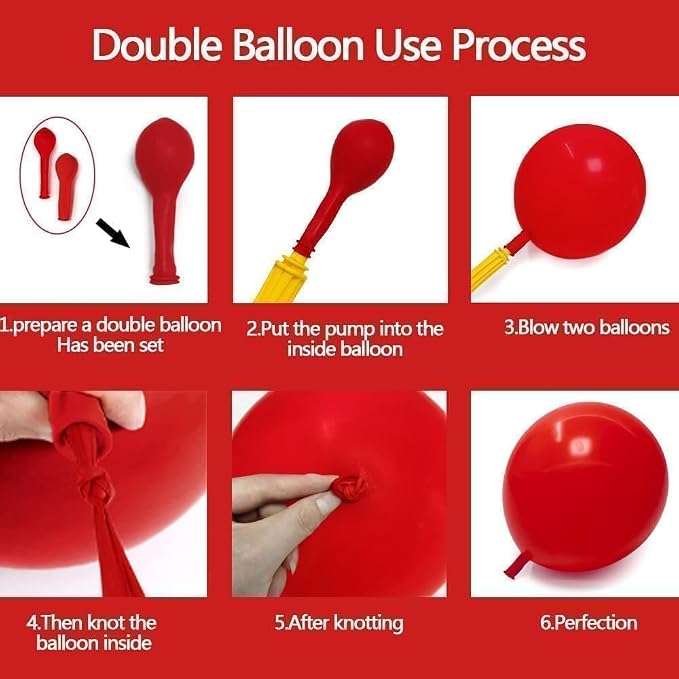 Red Balloons Double Stuffed Different Sizes Balloon Arch Kit | Dark Red Balloon - Image 4