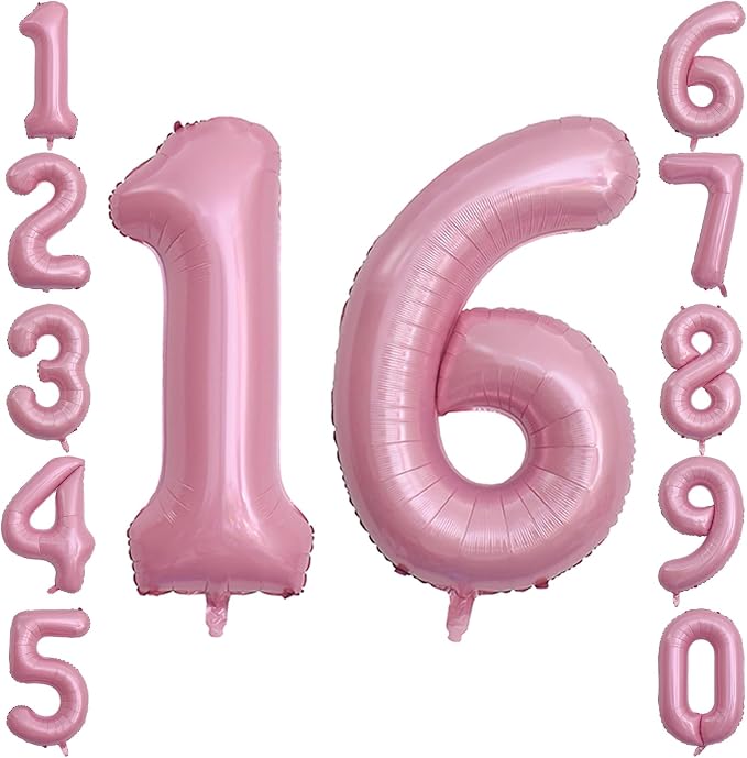 Pearlescent Pink Number 16 Balloon 40 Inch, Shiny Foil by Unknown