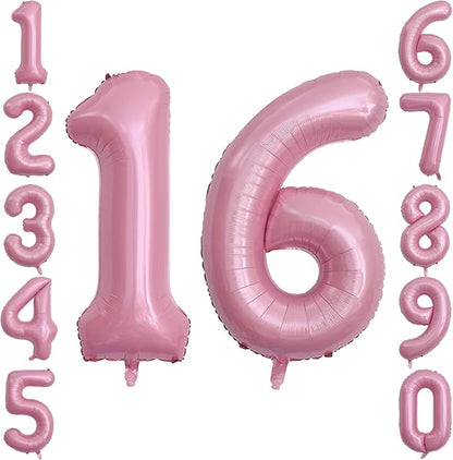 Pearlescent Pink Number 16 Balloon 40 Inch, Shiny Foil by Unknown