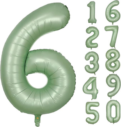 40 Inch Green Number 6 Balloon Olive Green Foil Balloons Sage Green 6 Balloons by Yeodong
