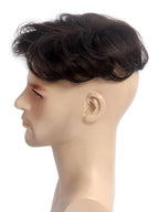 H&Bwig toupee for men,Men Short Toppers Hairpiece with toupee tape,Clips in Hair Extensions for Covering White Loss Hair, Glueless (Dark Brown)