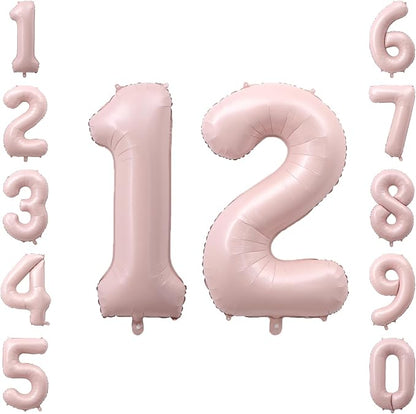 Baby Pink Number 12 Balloon 40 Inch, Blush Foil Numeral Party Supplies | by Unknown
