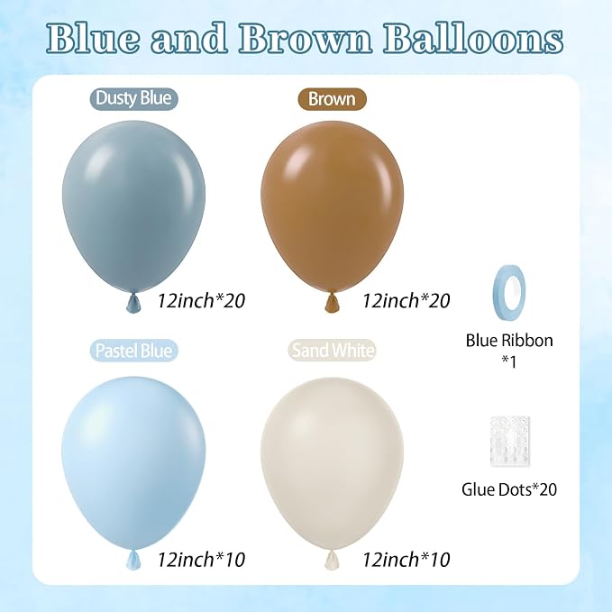 60pcs Blue and Brown Balloons 12inch - Image 2