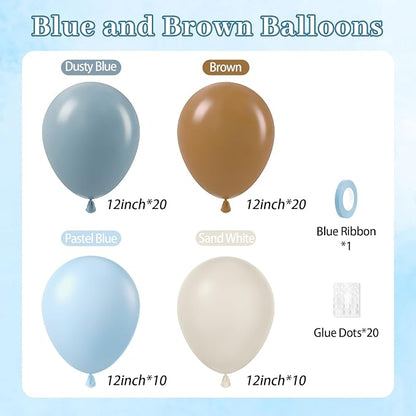 60pcs Blue and Brown Balloons 12inch - Image 2