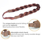 DIGUAN Chubby Narrow Synthetic Hair Braided Headband Classic Chunky Plaited Braids Elastic Stretch Hairpiece Women Girl Beauty, 58 g (Reddish Brown)
