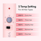 VODANA Professional GlamWave Ceramic Curling Iron, Long-Lasting Natural Curls, Instant Heat, Hair Curler, Curling Wand, Available in USA (1.4 inch, Pink)