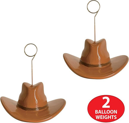 Beistle Cowboy Hat Photo Balloon Holders, Rustic Brown Western Party Decoration - Image 4