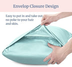 BEDELITE Satin Pillowcase for Hair and Skin, Super Soft and Cooling Similar to Silk Pillow Cases 2 Pack with Envelope Closure, Gift for Women Men(20"x26" Standard Size, Blue Grey)