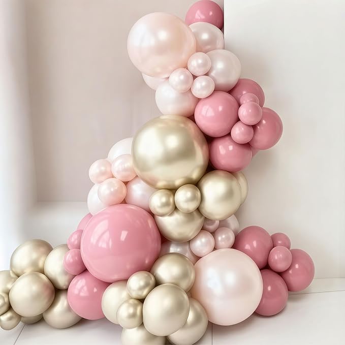 Pearl Pink Gold Balloons - Image 4