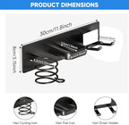 Hair Dryer Holder Wall Mounted,Blow Dryer, Curling Iron, Straightener Holder 3 in 1 Bathroom Metal Hair Tool Organizer Rack-BLACK-2