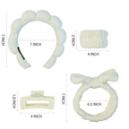 7 Pcs Spa Set, Facial Headband and Wristband Set, Skincare Accessories, College Style Girl Idea Gifts, Hair Accessories for Women and Girls（Light Beige）