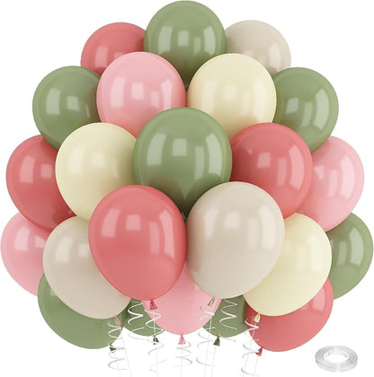 Dusty Green Pink Beige Balloons Light Pink Yellow Mist Sage Cream Peach Balloon by Paeyeq